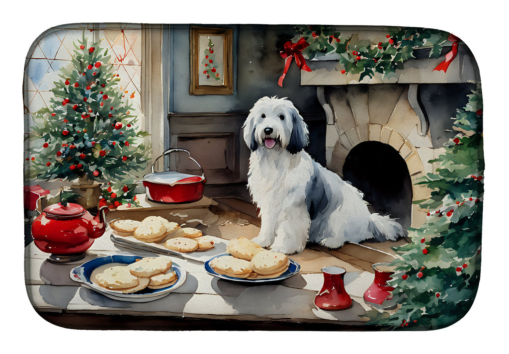 Old English Sheepdog Christmas Cookies Dish Drying Mat