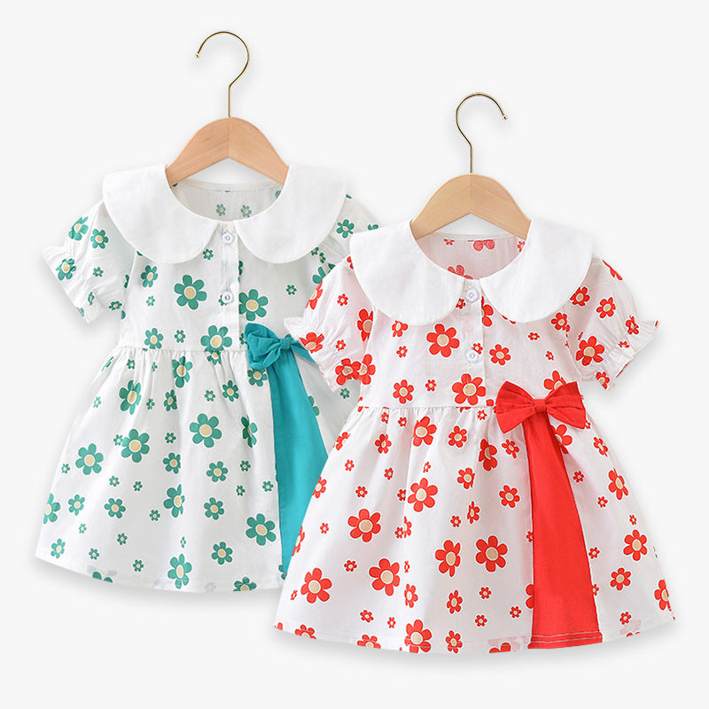 Girls' Summer Short Sleeve Cotton Dress 2024 New Style