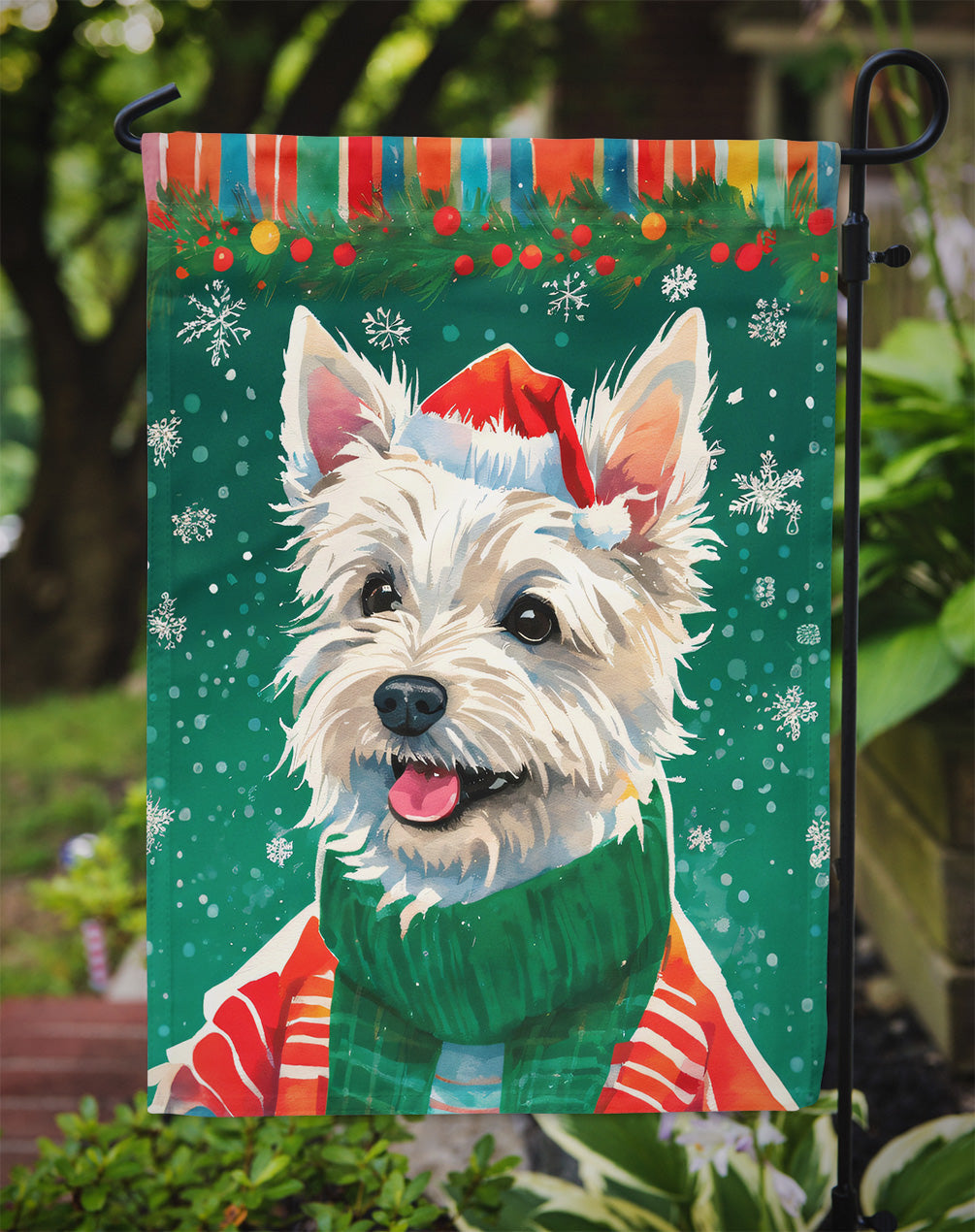 Westie Christmas Garden Flag