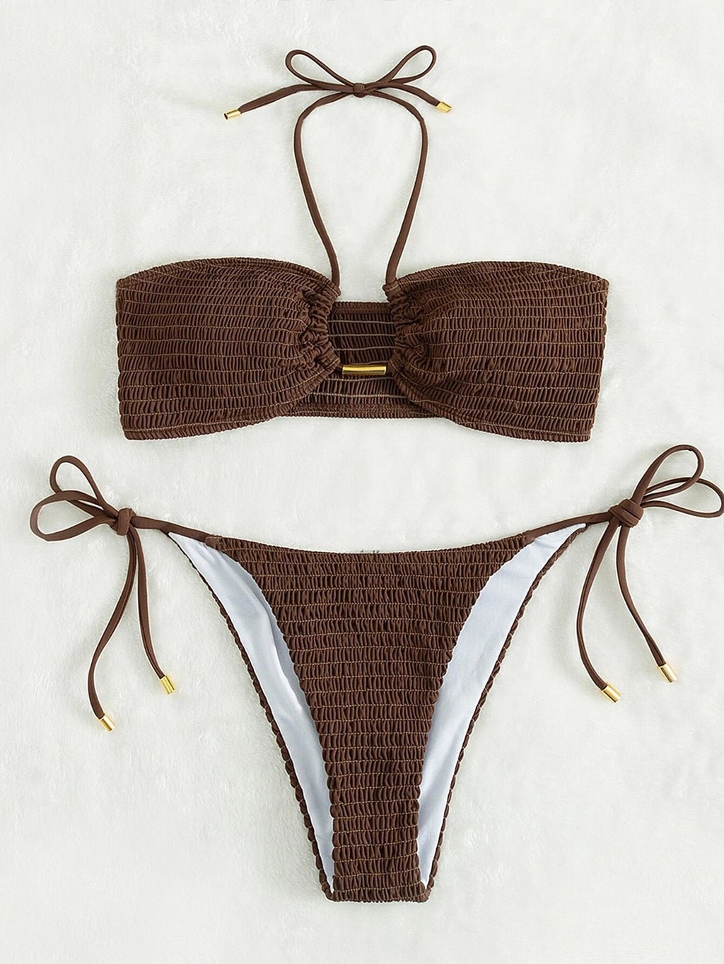 Fashionable Solid Color Women's Bikini Swimwear Set
