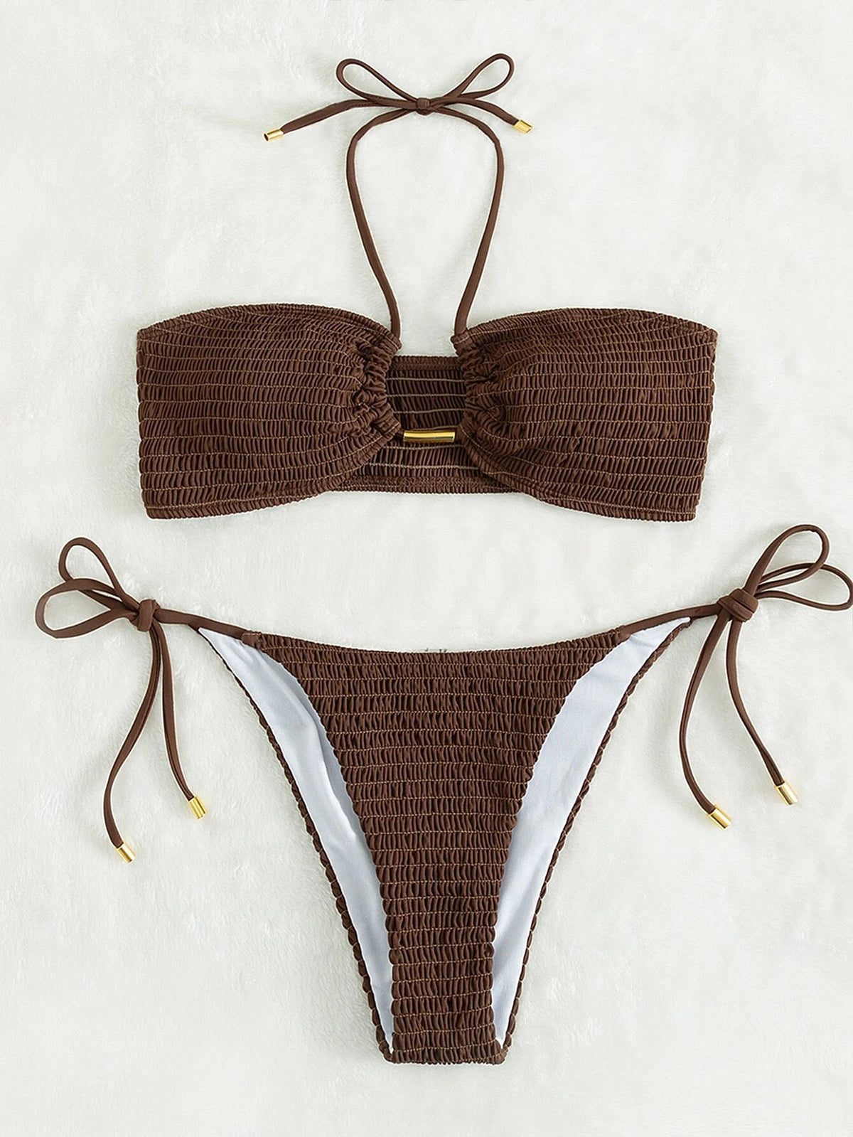 Fashionable Solid Color Women's Bikini Swimwear Set