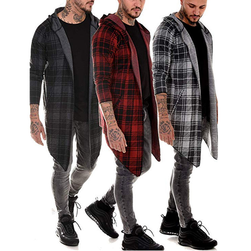 Men's Mid-Length Windbreaker Trench Coat with Lapel