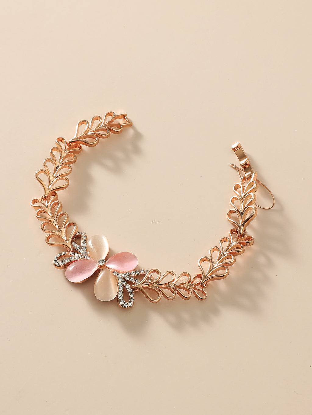 Floral Cat's Eye Stone Bracelet for Women
