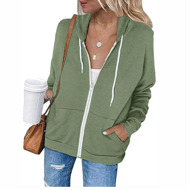 Pocket Drawstring Hooded Zipper Padded Cardigan