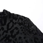 Black Leopard Print Sheer Bodysuit for Women