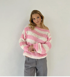 Loose Striped Pullover Sweater Fashion Versatile Long-sleeved Knitted Tops For Women Clothing | Streetwear