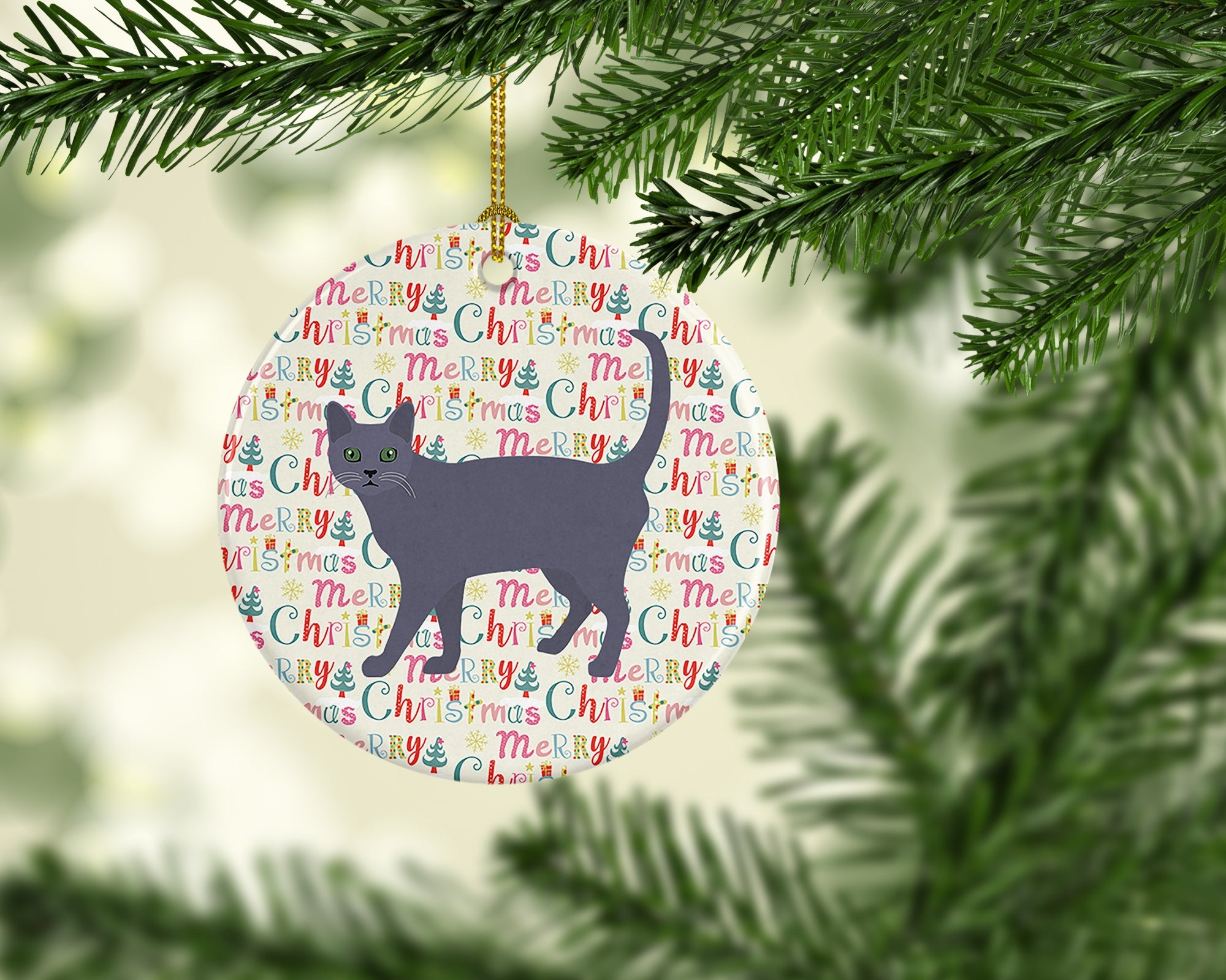 Korat #3 Cat Christmas Ceramic Ornament
