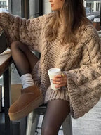 Round Neck Knit Pullover Sweater | Streetwear