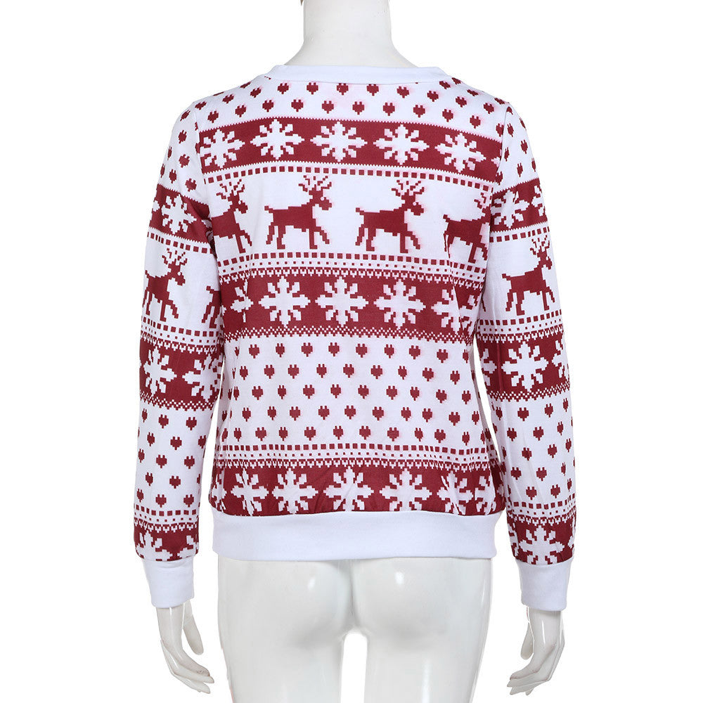 Christmas Reindeer Print Hoodie Sweatshirt | Streetwear