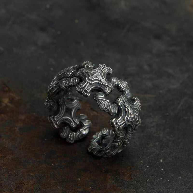 Versatile Retro Cross Ring for Men's Fashion