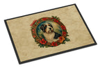 Bearded Collie Christmas Flowers Doormat