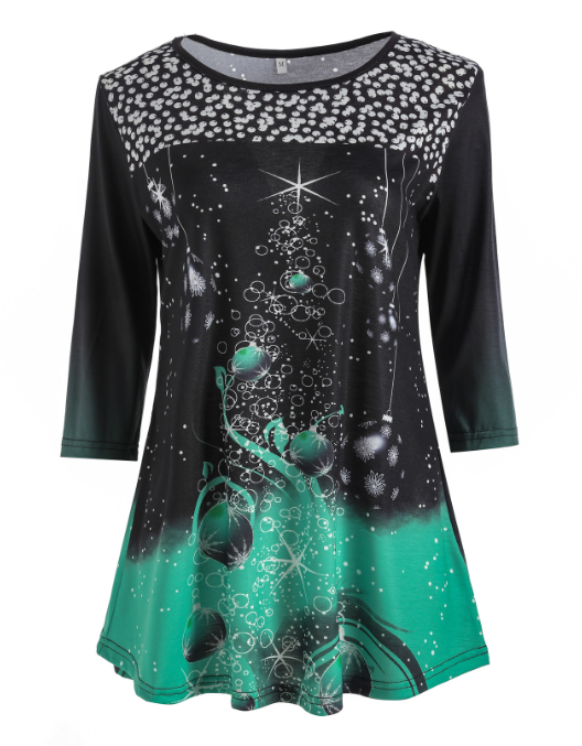 Christmas Print Crew Neck T-Shirt in Fashion Style | Streetwear