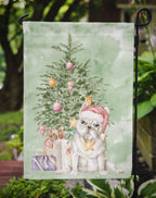 French Bulldog White Christmas Presents and Tree Garden Flag