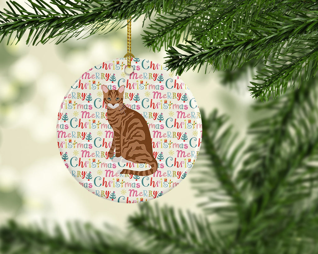 Toyger Cat Christmas Ceramic Ornament