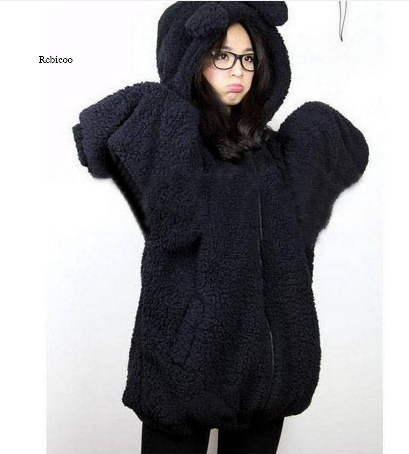 Cute Women's Faux Fur Coat with Bear Ears - Winter Hoodie | Streetwear