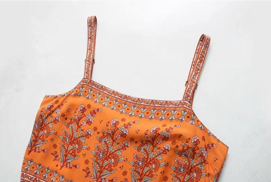 Summer Paisley Floral Print Bodysuit Jumpsuit for Women