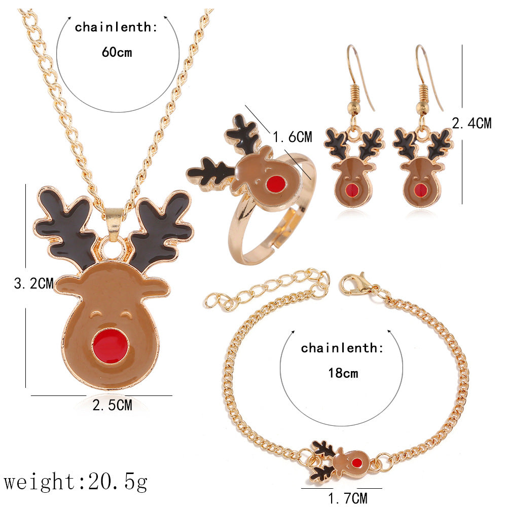 Christmas Jewelry Set with Alloy Reindeer Design