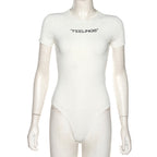 Short Sleeve Round Neck Embroidered Bodysuit