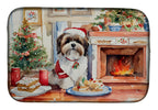 Lhasa Apso Christmas Cookies Dish Drying Mat