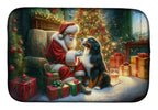 Bernese Mountain Dog and Santa Claus Dish Drying Mat