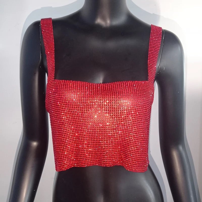 Bling Rhinestones Crop Top with Full Sequins