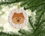 German Spitz Merry Christmas Ceramic Ornament
