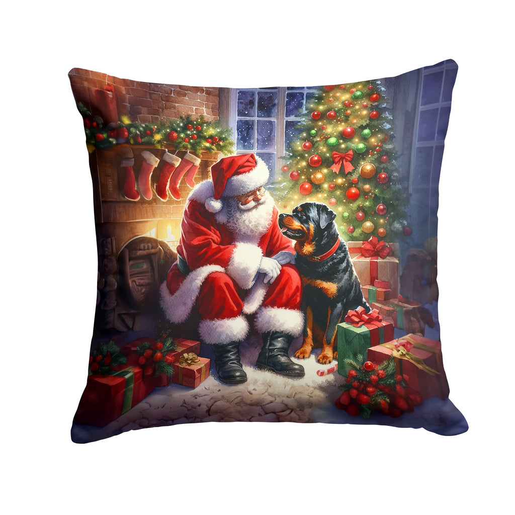 Rottweiler and Santa Claus Throw Pillow