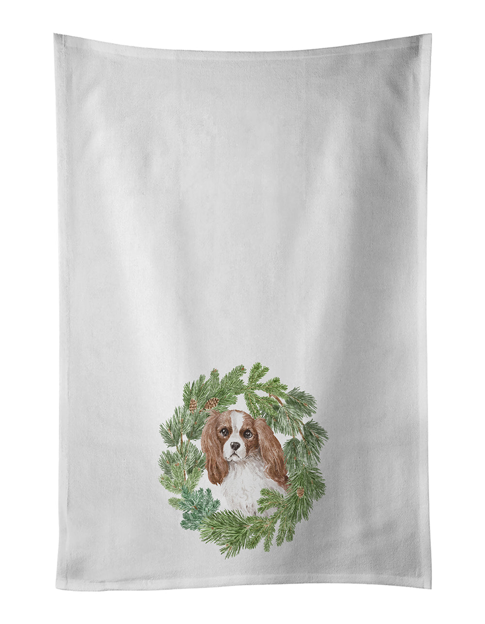 Cavalier Spaniel Blenheim Christmas Wreath Kitchen Towel Set of 2