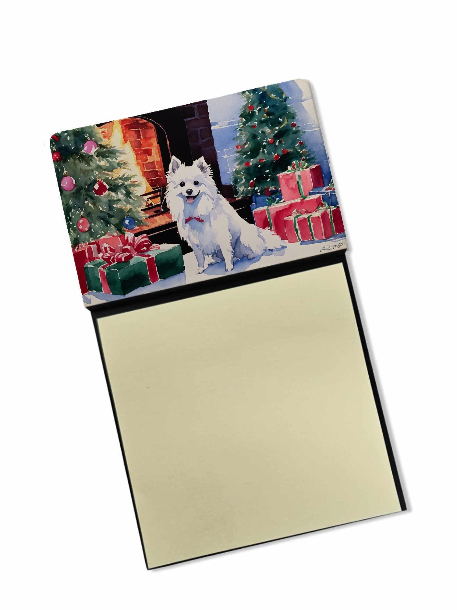 Japanese Spitz Cozy Christmas Sticky Note Holder