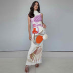 Printed Half Turtleneck Slim Fit Sleeveless Dress
