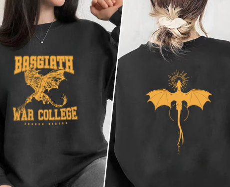 Vintage Fourth Wing Dragon Rider Sweatshirt, 2-Sided Print | Streetwear