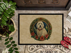 Old English Sheepdog Christmas Flowers Doormat