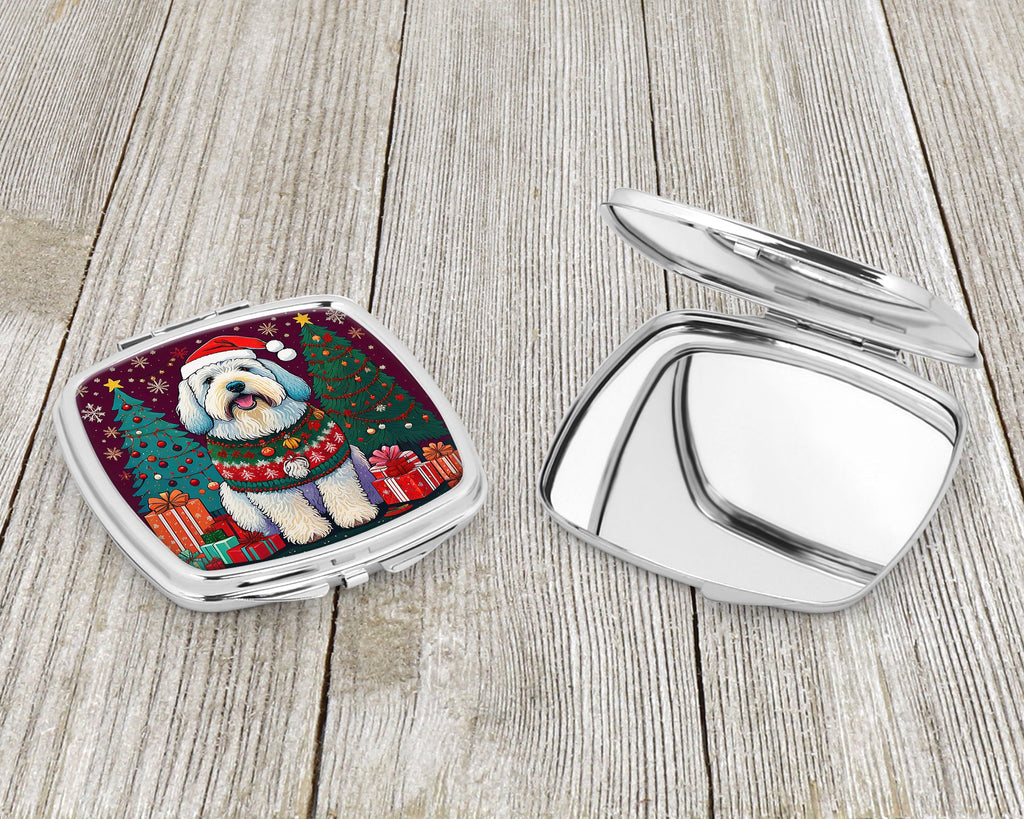 Old English Sheepdog Christmas Compact Mirror