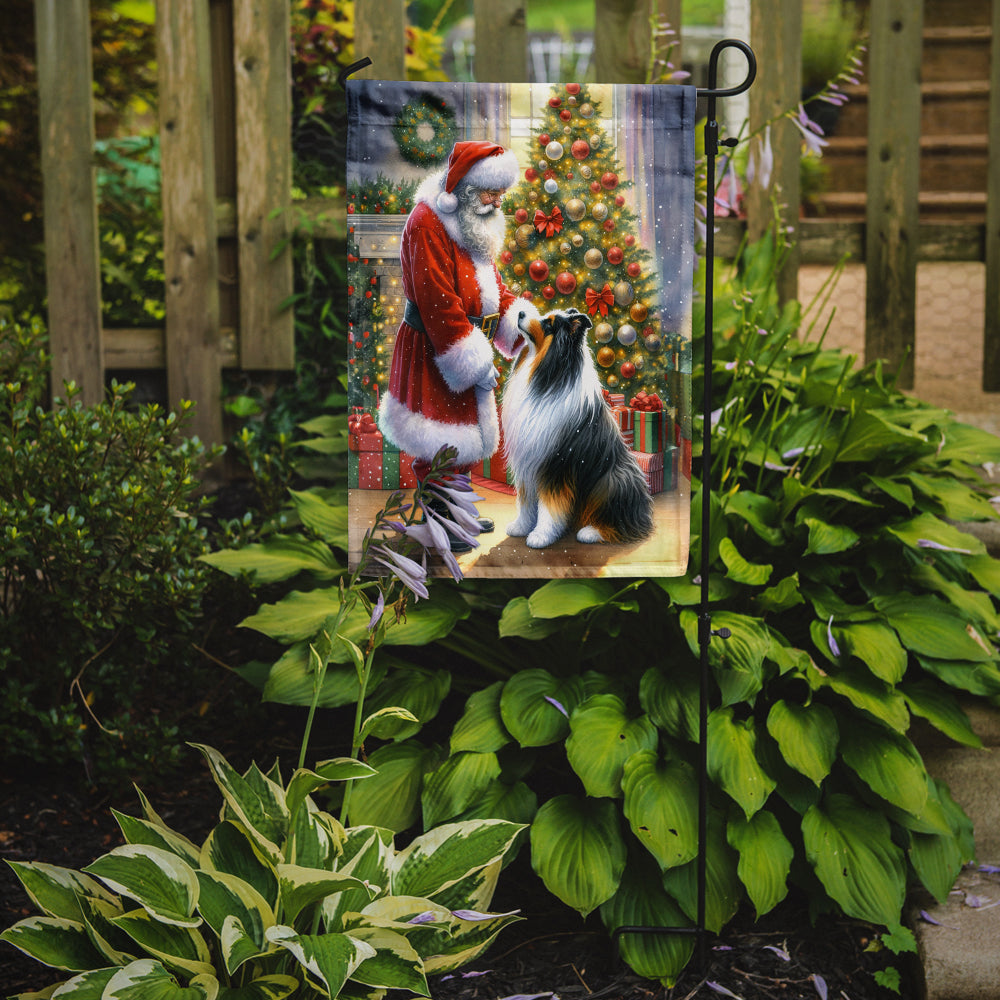Collie and Santa Claus Garden Flag