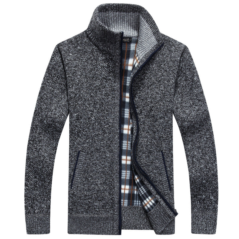 Men's Loose Thick Fleece Zipper Cardigan Sweater