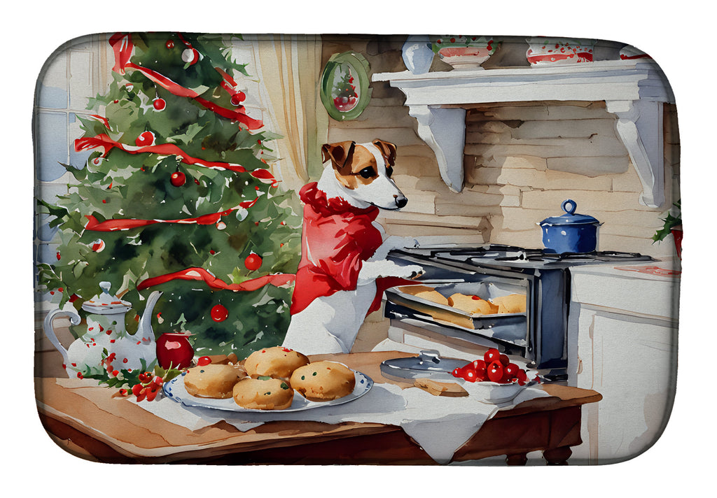 Jack Russell Terrier Christmas Cookies Dish Drying Mat