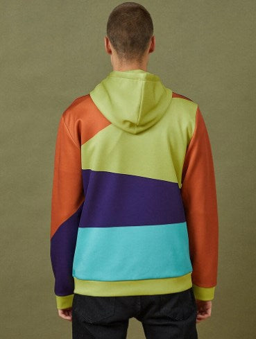 Color Block Printed Long Sleeve Hooded Sweatshirt for Men | Streetwear