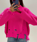 Casual Ripped Knitted Sweater for Unique Style