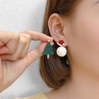 Korean Style Silver Stud Earrings with Christmas Tree