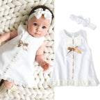 Summer Style Girls' Sleeveless Bow Dress Set