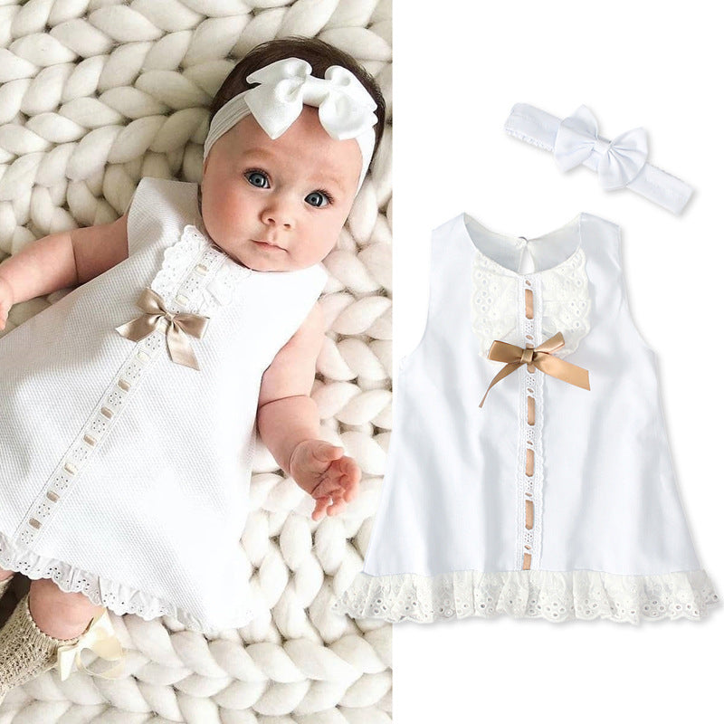 Summer Style Girls' Sleeveless Bow Dress Set