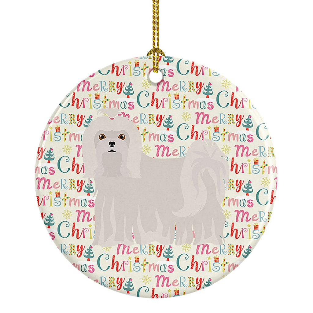 Maltese Merry Christmas Ceramic Ornament