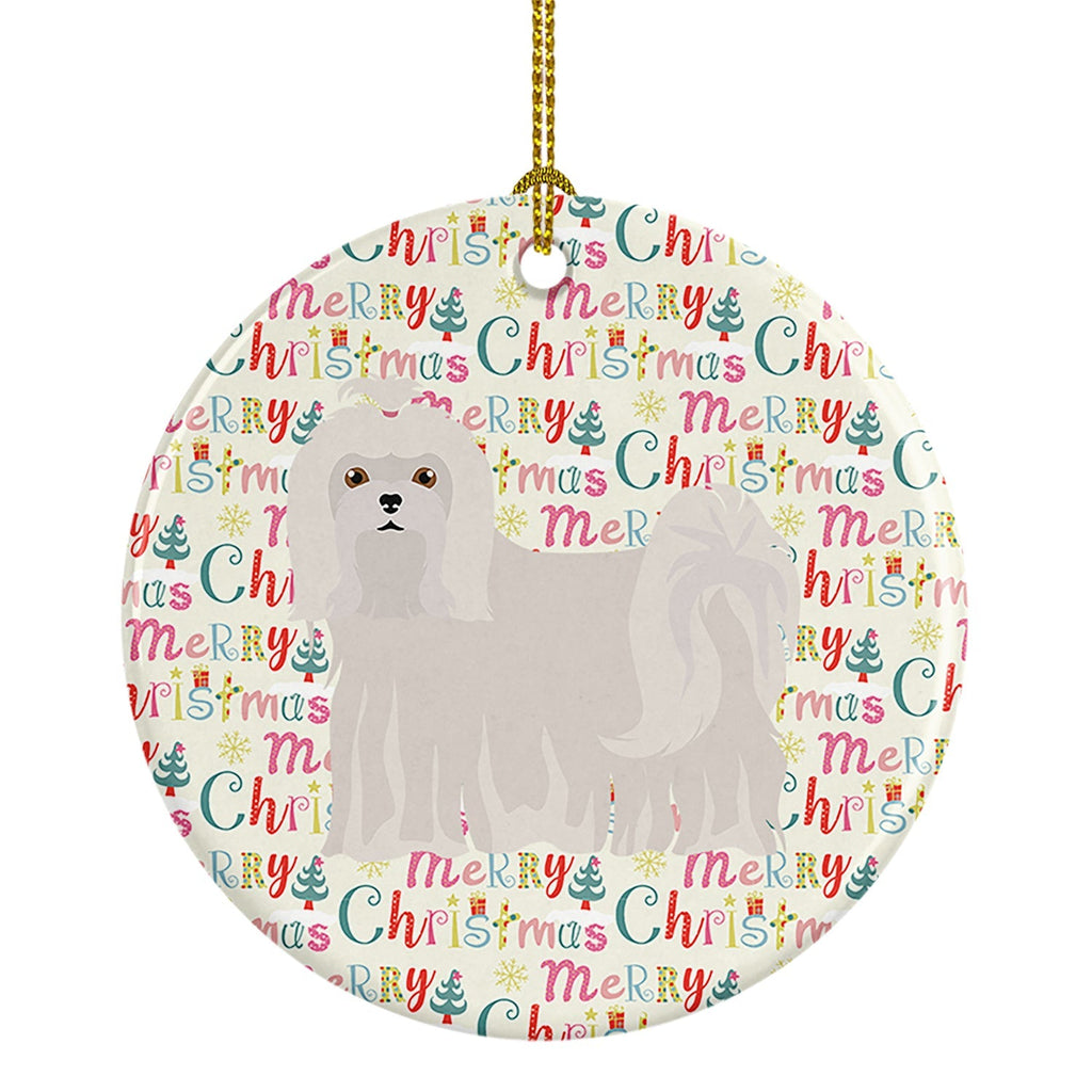 Maltese Merry Christmas Ceramic Ornament