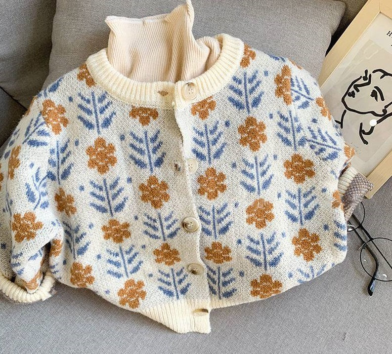 Soft Flower Cardigan for Girls - Spring & Autumn Wear