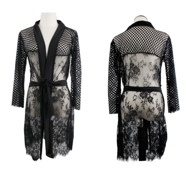 Plus Size Sexy Lace Kimono Lingerie Set