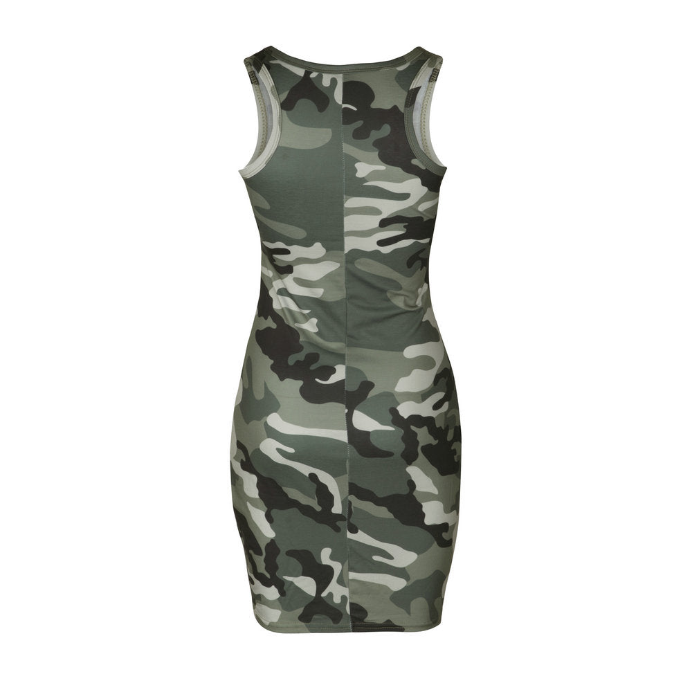Camouflage Sleeveless Printed Dress