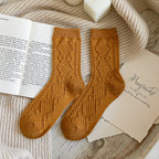 Classic Patterned Wool Socks in Solid Colors