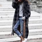 Women's Warm Plaid Long Coat
