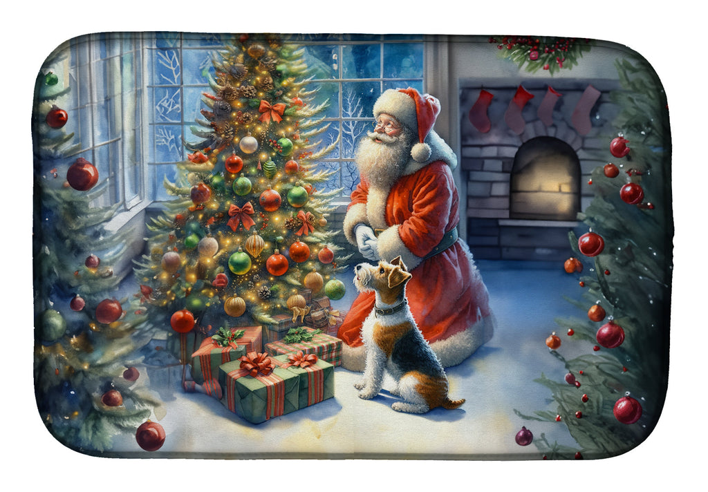 Fox Terrier and Santa Claus Dish Drying Mat