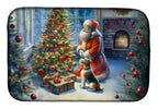 Fox Terrier and Santa Claus Dish Drying Mat